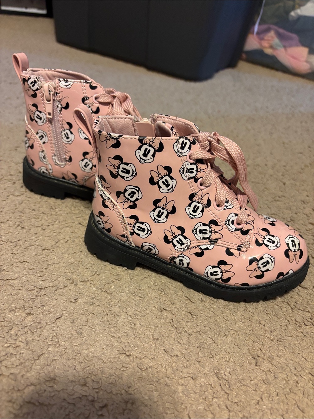 Disney Pink Minnie Mouse Lace-Up Kids Boots